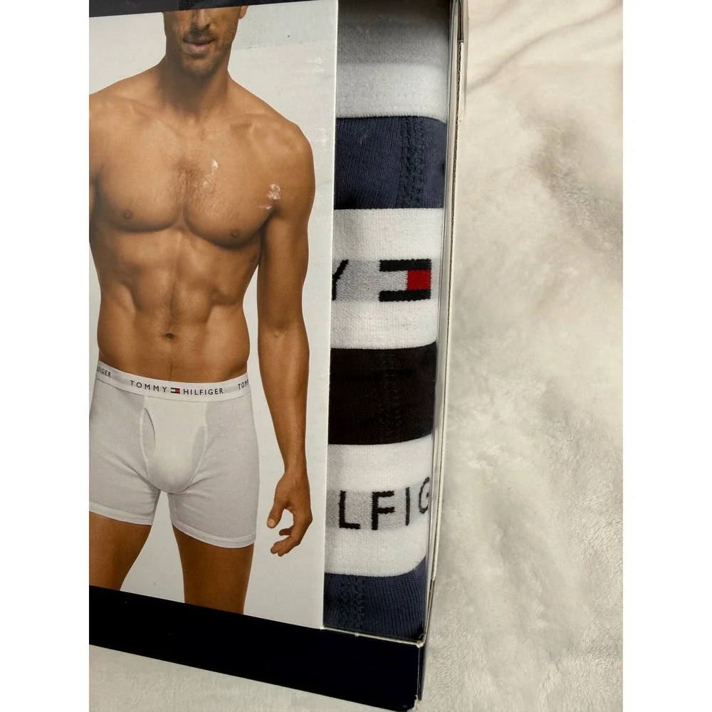 Tommy Hilfiger Mens 5-Pack Cotton Classics Boxer Briefs Blue Black Small New